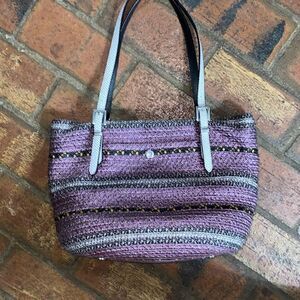 ERIC JAVITS New York purple straw shoulder bag EUC